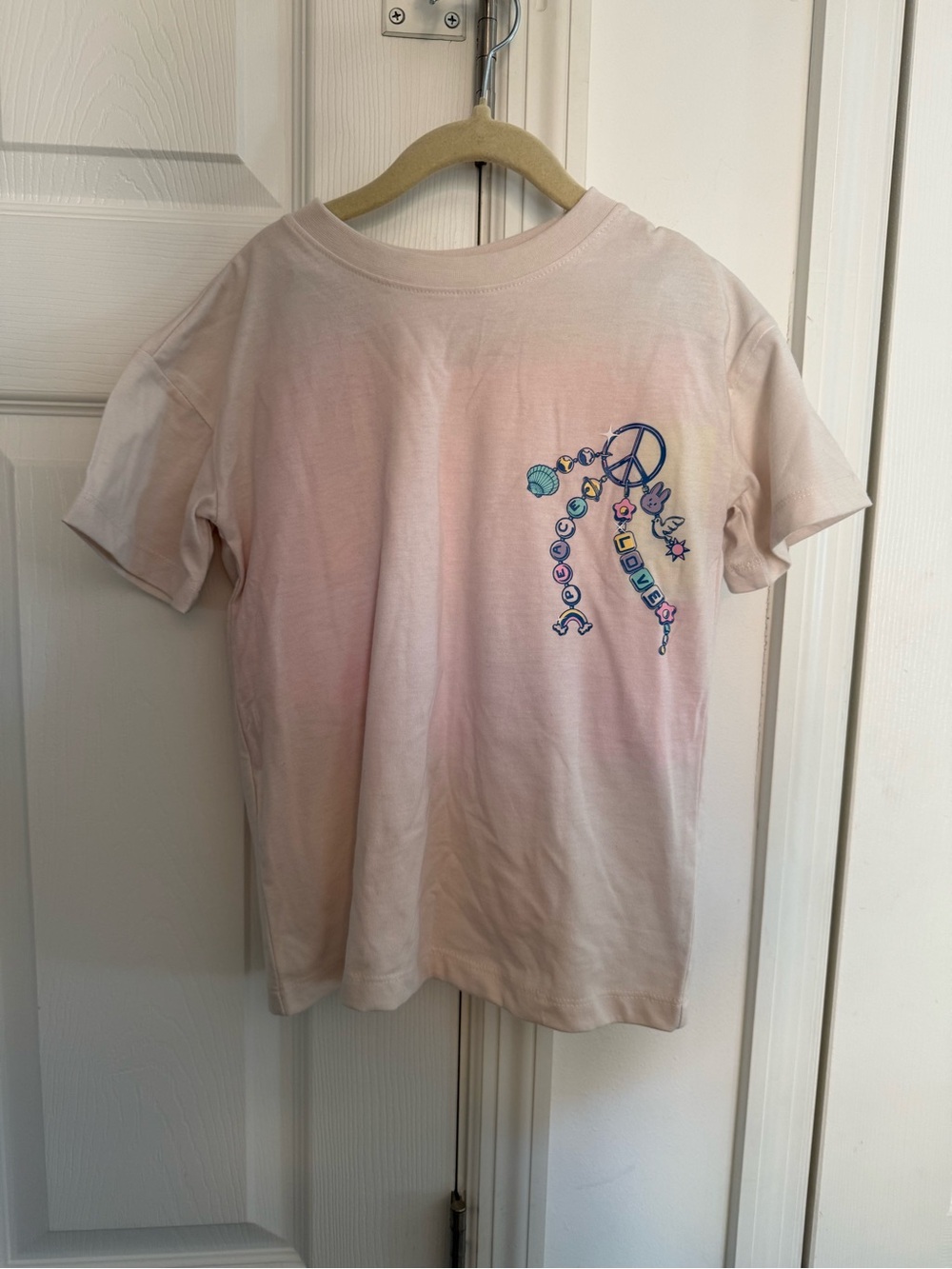 Kids' White Peace & Beads Graphic Tee with All in Motion Pink Skort Size XS 4/5